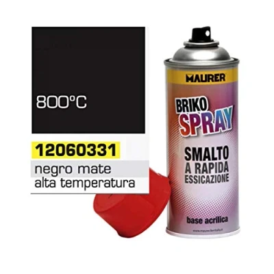 Imagen de MAURER Pulverizador Spray Pintura Resistente Altas Temperaturas Negro Mate 400 ml.