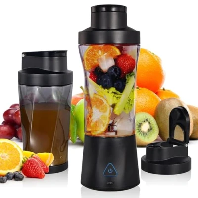 Imagen de Smoothie Maker to go Bianco, 700 ML Batidora portátil, Mini Licuadora, Minibatidora con Cuchilla de Acero Inoxidable 6 Puntas, Multifunción, (Negro)