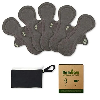 Imagen de Compresas Reutilizables Ecológicas Set de Lavables Para Mujeres Pack Salvaslip Reutilizable Todo Tipo Flujos 5 Tela Productos Ecológicos Bambaw
