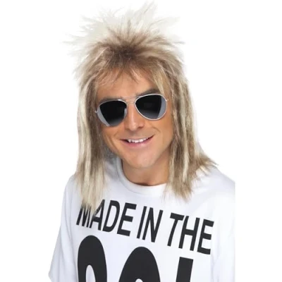 Imagen de Smiffys Peluca de corte mullet los 80, rubia ceniza