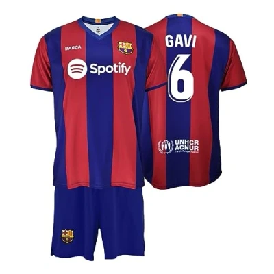Imagen de Futbol Club Barcelona Camiseta y Pantalón GAVI 6 Primera Equipación Temporada 2023/2024 Réplica Oficial con Liciencia Niño (6 Años)
