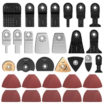 Imagen de Juego de 100 accesorios oscilantes para hojas sierra, multiherramienta, adecuado Fein Multimaster Makita Einhell, acero inoxidable