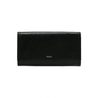 Imagen de Fossil Billetero para mujer Logan, Bolso con solapa de piel y poliuretano negro 19,4 cm largo x 2,5 ancho 10,2 alto SL7833001