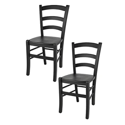 Imagen de t m c s Tommychairs Set 2 sillas Venezia para Cocina y Comedor, Estructura en Madera de Haya Color anilina Negra Asiento