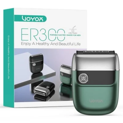 Imagen de VOYOR Mini Afeitadora Portátil Corporal Masculina Eléctricas Maquinilla de Afeitar Para Cuello, Mejillas y Cabeza Recargable Adecuado Salir Viajar Hombres ER300(Verde)