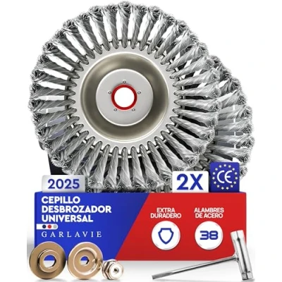 Imagen de Garlavie Juego de 2 Cabezales desbrozadora Universal, Calibre 24,5 mm, Cepillo Alta Gama, eliminación eficaz la Espuma, Cabezal Universal