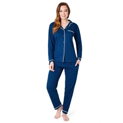 Imagen de CityComfort Conjunto Pijama Mujer con Mangas largas y Pantalones, Tallas S XL, Invierno, Navidad Regalos (Azul Marino, XL)