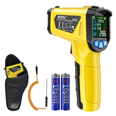 Imagen de Termómetro Infrarrojo Pistola Temperatura Laser MESTEK con Sonda Sin contacto Pantalla LCD a Color 50 ℃ 800 Ajuste Emisividad para Cocina Barbacoa congelador Hornear Alimento Industrial