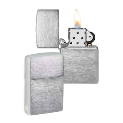 Imagen de Zippo Diseño con Llama de Brushed Chrome Laser Engrave Mechero, rellenable, en una Caja Regalo halta Calidad