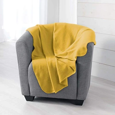 Imagen de DOUCEUR D&#039;INTERIEUR Milou Manta, de Poliéster, Amarilla, 125 x 150 cm