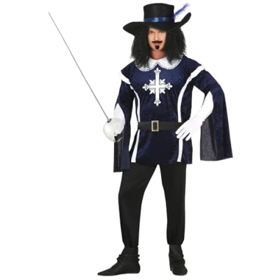 Imagen de FIESTAS GUIRCA Disfraz de Mosquetero Atuendo Caballero Azul y Blanco con Sombrero para Hombre Adulto Talla M 48 50