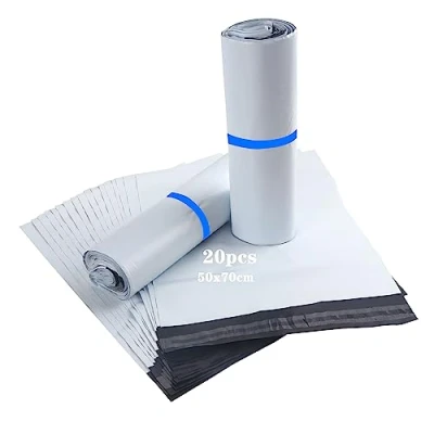 Imagen de HVDHYY Bolsas para Envíos Paquetes Ropa Grandes 50cmX70cm 20pcs Blanco Sobres de Correo Postales Plástico Genérico Envío Nuevo Material Impermeable，Opacas Autoadhesivo