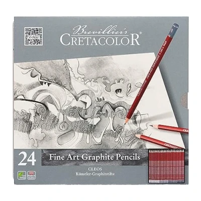 Imagen de CRETACOLOR CLEOS Fine Art Graphite, lápices de grafito resistentes a la rotura, 24 colores, hasta 20 gradaciones, versátiles, adecuados para gráficos/diseño/arte