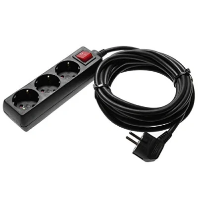 Imagen de as Schwabe 11372 Regleta de 3 enchufes (5 m, H05VV F 3G1,5, IP20, uso en interior), color negro