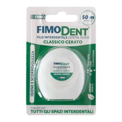 Imagen de Fimodent Hilo dental 50 m Clásico encerado, ideal para todos los espacios entre dientes
