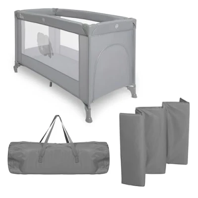 Imagen de TORAL Cuna de Viaje Bebe con Colchon Parque 2 en 1, Ideal para Casa y Viaje, Práctico Infantil Jugar Modelo Adventure Gris
