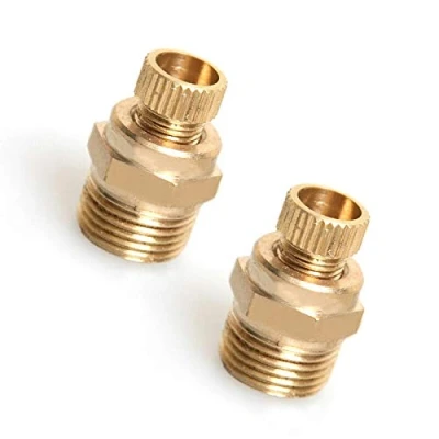 Imagen de POWERTOOL Válvula de drenaje agua latón, 2 válvulas compresor para aire, ajuste compresores tornillo, instalación rápida, 1/4 pulgadas, 3/8 1/2