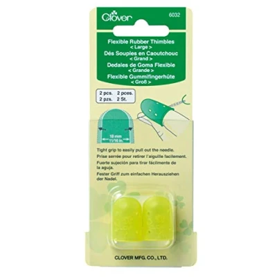 Imagen de clover Dedales: Goma Flexible: Grande: 2 Piezas, Elastómero, Amarillo, 18 mm