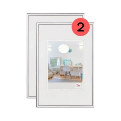 Imagen de walther design KV045SD Nuevo marco de fotos plástico Lifestyle, 30x45 cm, Plata, Paquete 2