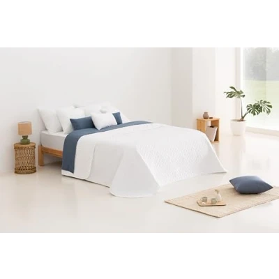 Imagen de Todocama Colcha boutí Fina con diseño Estrella, para Primavera, Verano, otoño e Invierno. 100% Microfibra Extra Suave. Cubre Cama Multiusos. 105 200x260cm Blanco