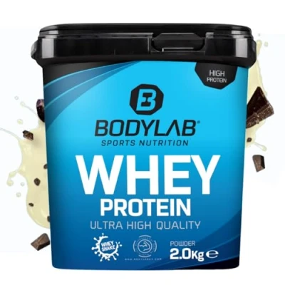 Imagen de Bodylab24 Whey Protein Powder Stracciatella 2kg, polvo rico en proteína para músculos más fuertes, la de suero puede promover construcción músculo, con 80% proteína, sin aspartamo