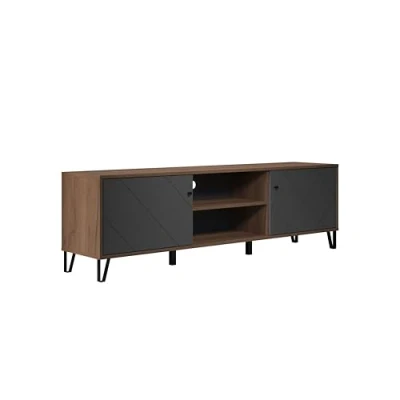 Imagen de trendteam smart living Mueble bajo para televisión Salón Montez Dimensiones de Montaje (Ancho x Alto Profundidad) 183 56 40 cm Color Roble Kraft Dorado con Grafito 2102321C4