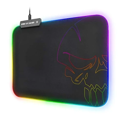 Imagen de SPIRIT OF GAMER Alfombrillas de Raton RGB Medium Retroi Luminación LED Iluminada 10 Modos + Colores Textura Ultra Fina Base Antideslizante Dim: 35 x 25.5 0.3 cm