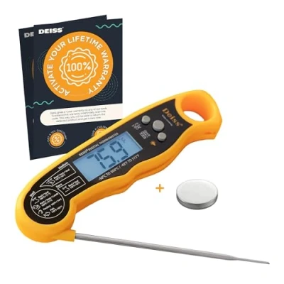 Imagen de Deiss Pro Termómetro de Cocina para Carne Digital Lecturas Ultra Rápidas y Precisas con Pantalla Retroiluminada, Función Memoria Calibración