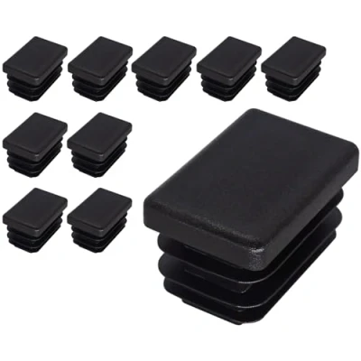 Imagen de SKIR&#039;CO 10 tapones rectangulares de plástico 20 x 30 mm, tapas tubo mate, insertos rectangulares, para postes valla, color negro RAL 9005