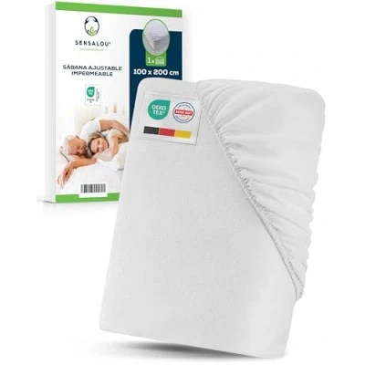 Imagen de Sensalou Protector de Colchón Impermeable Funda Cama con Falda 100x200 cm