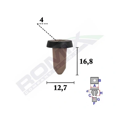 Imagen de ROMIX C70601 Clip, listón AUDI: A3 Hatchback, Q5, A4 B7 Avant, SKODA: Octavia 2 Combi, II SEAT: Toledo 3