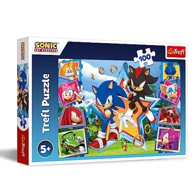 Imagen de Trefl The Hedgehog, Conoce 100 Piezas Puzle de Colores con los Personajes del Videojuego Sonic, Entretenimiento Creativo, Juego para niños a Partir 5 años, Multicolor (16465)
