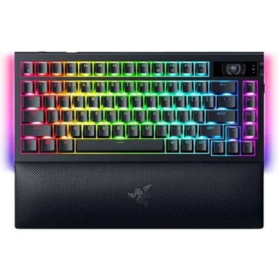 Imagen de Razer BlackWidow V4 Pro 75% Teclado de Juego inalámbrico Intercambiable en Caliente Pantalla OLED (dial comandos, 4K Hz y conectividad Bluetooth, reposamanos magnético) Diseño US Negro