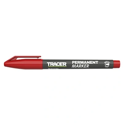 Imagen de Tracer Rotulador de construcción permanente punta fina (1 2 mm Bullet Point General Purpose Marker con tinta secado rápido), color rojo