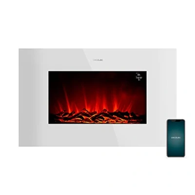 Imagen de Cecotec Chimenea Eléctrica Ready Warm 3590 Flames Connected White. 2000 W, Tamaño 35&quot;, WiFi, 2 Niveles de Potencia, Mando a Distancia, Temporizador, 30 m2
