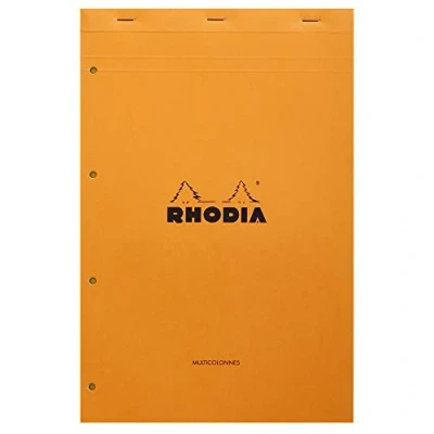 Imagen de RHODIA 119700C Bloc Notes Agrafé N119 Audit Orange A4+ Pré Imprimé Multicolonnes 80 Feuilles Détachables Perforation 4 Trous, Papier Clairefontaine Jaune g/m² Basics