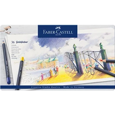 Imagen de Faber Castell 114736 Estuche de metal con 36 ecolápices Goldfaber, colores surtidos