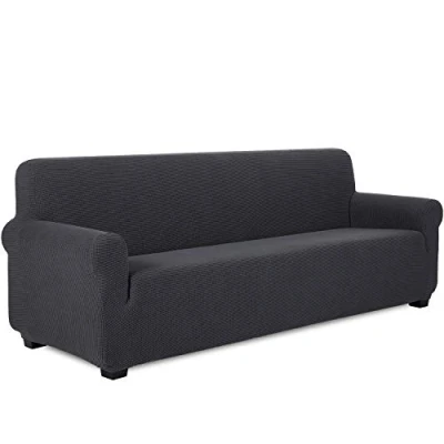 Imagen de TIANSHU Funda Elástica para sofá, Sofa 4 Plaza, Ajustables Fundas Elasticas, Proteger el de Sofá con Reposabrazos Antideslizante Antimanchas Lavable (Gris)