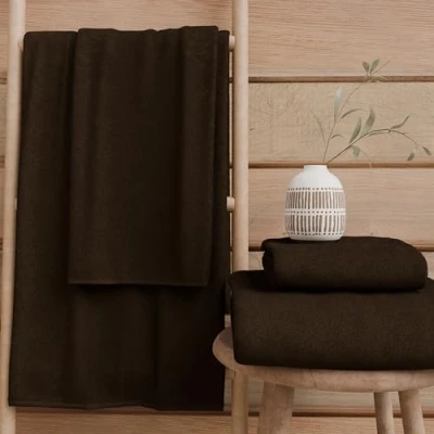 Imagen de PETTI Artigiani Italiani Toallas de baño 100% Rizo algodón, Juego 2+2, 4 Unidades, 2 Cara y Manos, Marrones
