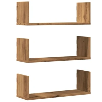 Imagen de vidaXL Estantes de Pared 3 uds Madera ingeniería artisian 58x18x18 cm, Estante Flotante, Flotante Pared, exhibición