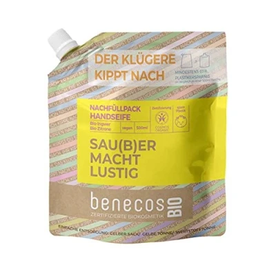 Imagen de benecos BIO Recambio de jabón manos jengibre orgánico + limón ecológico Sau(B) Él hace divertido vegano plástico reciclado