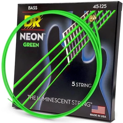 Imagen de DR Strings NGB5 45 Juego de bajo 5 cuerdas, níquel revestido, verde neón (45 125)