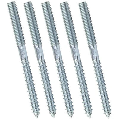 Imagen de AERZETIX C44776 Juego de 5 Tornillo doble rosca espárrago punta atornillar metal/madera con o sin taco Ø8x100mm acero galvanizado color plata