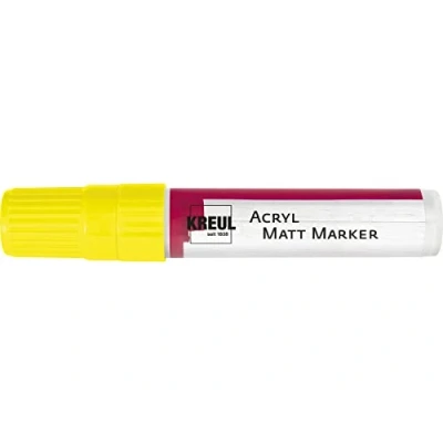 Imagen de KREUL 46212 Rotulador XXL, con Punta biselada Aprox. 15 mm, Color Amarillo Mate, Pintura acrílica Permanente a Base de Agua, para Elementos puristas, Yellow, One Size