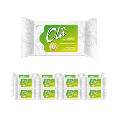 Imagen de OLA Papel Higiénico Humedecido con Extracto de Manzanilla y Ácido Láctico Desechable Combinación Toallita Húmeda Piel Sensible 16x40 uds