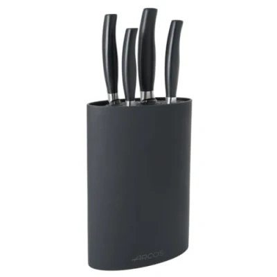 Imagen de Arcos Juego Cuchillos Cocina Forjados 4 Piezas (Cuchillo Pelador + Cuchillo Chef Pan) Acero Inoxidable Nitrum. Mango Polipropileno POM. Serie Clara. Color Negro.