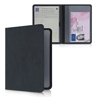 Imagen de kwmobile Funda Para permiso de circulación coche ante sintético documentos 10.5 x 14.8 CM doblados negro