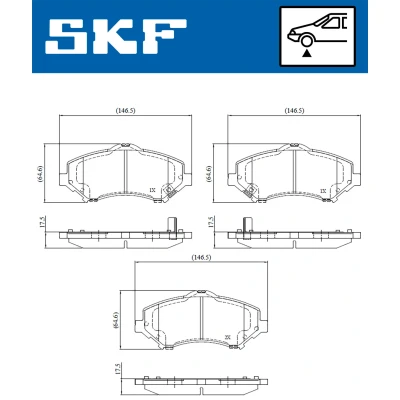 Imagen de SKF VKBP 80334 A Juego de pastillas freno con avisador acústico desgaste JEEP: Cherokee III, Compass, Wrangler IV, DODGE: Journey MPV