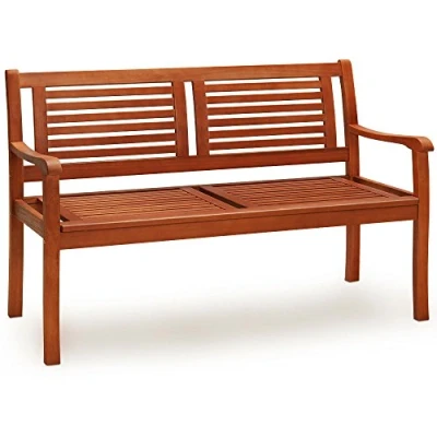 Imagen de CASARIA® Banco de Jardín Madera FSC® Eucalipto Carga 320Kg 2 Plazas Terraza Balcón 120x60x90cm Resistente