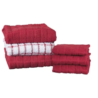 Imagen de Ritz Juego de 6 Toallas Cocina y paño algodón Rizo, Color Rojo pimentón